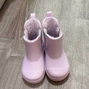 Kids Pink/purple Rain Boots with Plush Lining